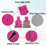 Geyecete Greyhound Cosy Fleece Jumper, Dog Winter Coat with Warm Fleece Lining, Outdoor Dog Apparel with Adjustable Bands for Medium, Large Dog -Pink-XS