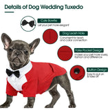 Kuoser Dog Tuxedo and Bandana Set, Dog Wedding Suit with Bow Tie, Formal Pet Tux Party Birthday Costume Shirt for Small Medium Large Dogs, Puppy Prince Attire Outfit for Halloween Valentines Christmas