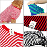 Dog Pajamas Cotton Striped Pup Jumpsuit, Breathable 4 Legs Basic Pjs Shirts for Puppy and Cat, Super Soft Stretchable Dog Jammies for Boys and Girls (X-Large, Pink+Green)