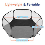 Pawaboo Small Animals Playpen, Waterproof Small Pet Cage Tent with Strong Steel Wire Frame, Portable Outdoor Yard Fence for Chick/Kitten/Puppy/Guinea Pig/Rabbits/Hamster/Chinchillas, Black