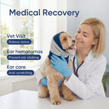 Dog Calming Hoodie for Anxiety Relief, Noise Cancelling, Triple-Layer Ear Muffs Protection Wrap with Silent Velcro; Essential During Grooming, Thunder, Fireworks or Hematoma (Blue,S)