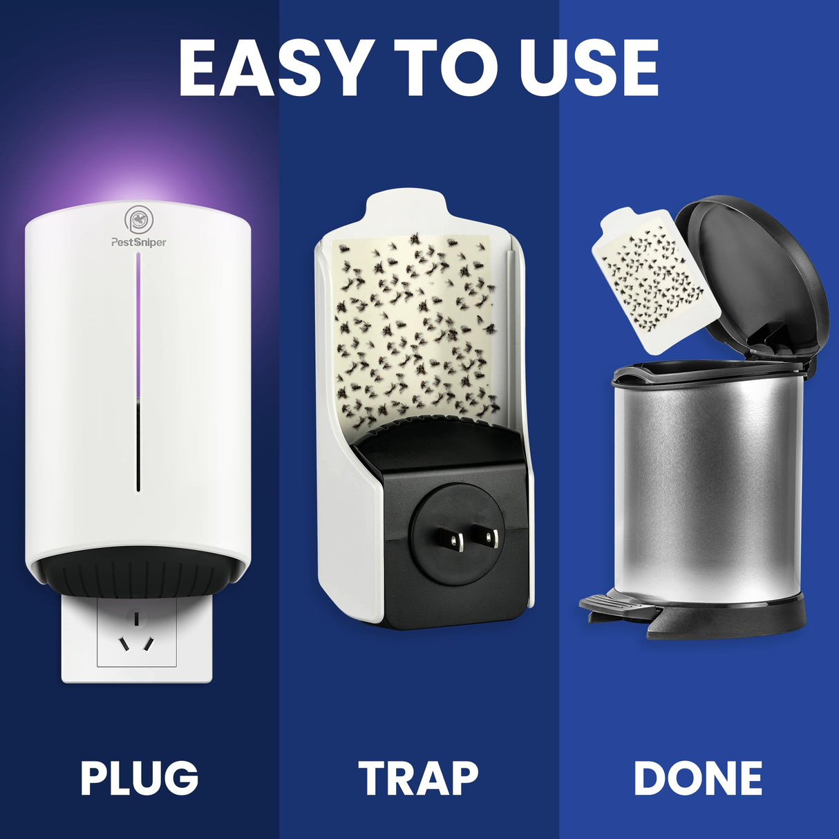Flying Insect Trap Indoor, Plug-in Fruit Fly Trap, Insect Catcher for Home, Fly Traps for Mosquitos,Gnats,Moths,Houseflies, Fly Bug Zapper with UV Light, Mosquitos Killer (2 Devices + 12 Glue Cards)