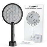 PALONE Electric Fly Swatter 4000V Bug Zapper Racket 2 in 1 Fly Swatter with 1200mAh Battery Rechargeable Mosquito Killer Lamp with 3 Layers Safety Mesh for Indoor and Outdoor (Black)