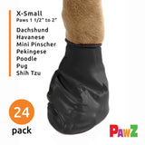 PawZ Rubber Dog Boots for Paws up to 2", 24 Total (2 Packs of 12) - All-Weather Booties for Hot Pavement, Snow, Mud, and Rain - Waterproof, Anti Slip Dog Socks - X-Small, Black