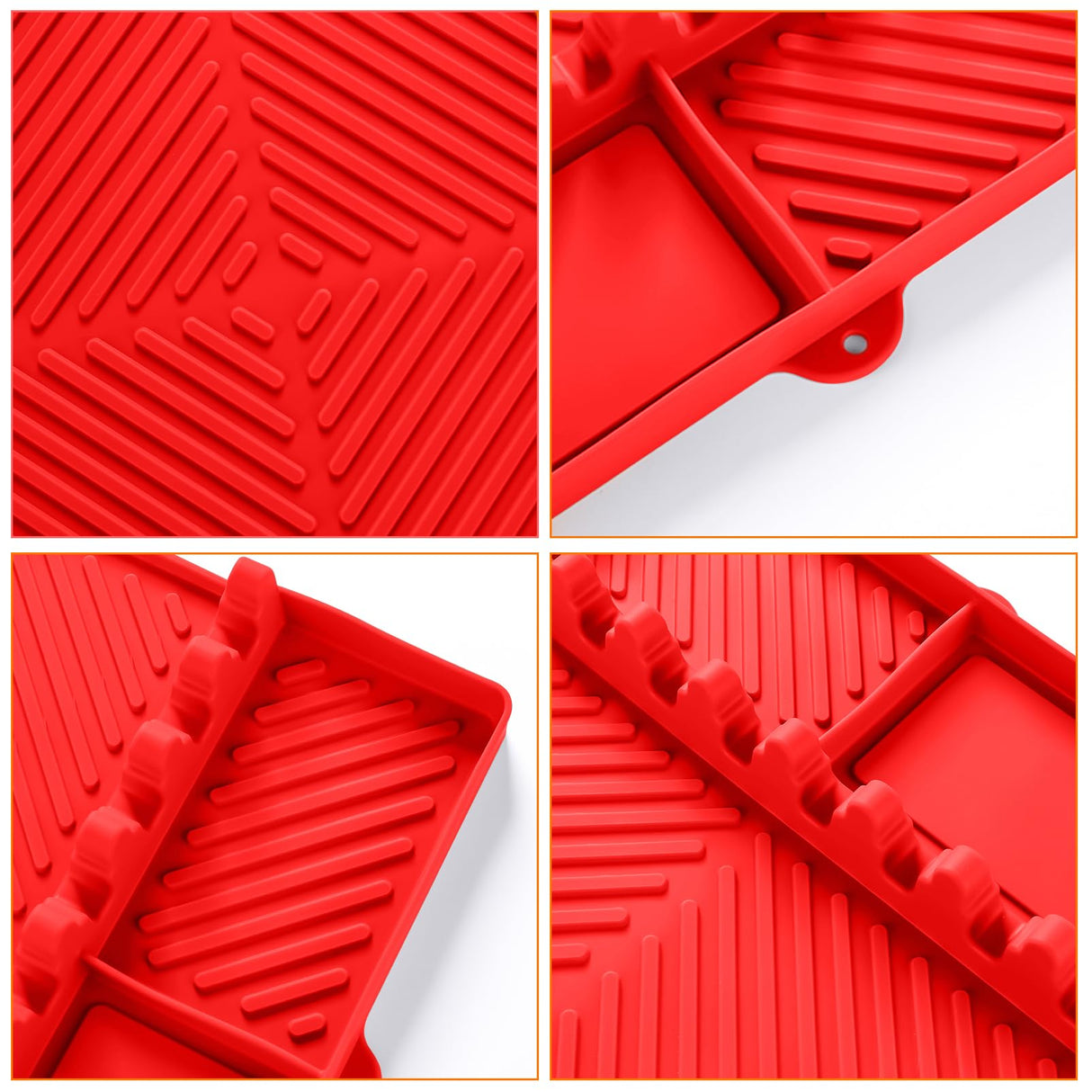 Griddle Mat Barbeque Grill Accessories Tools for Blackstone, Side Shelf Mat Grill Pad for Outdoor Grill Kitchen Counter Spatula Silicone Mat with Drip Pad for Kitchen, Cooking, Countertop (Red)
