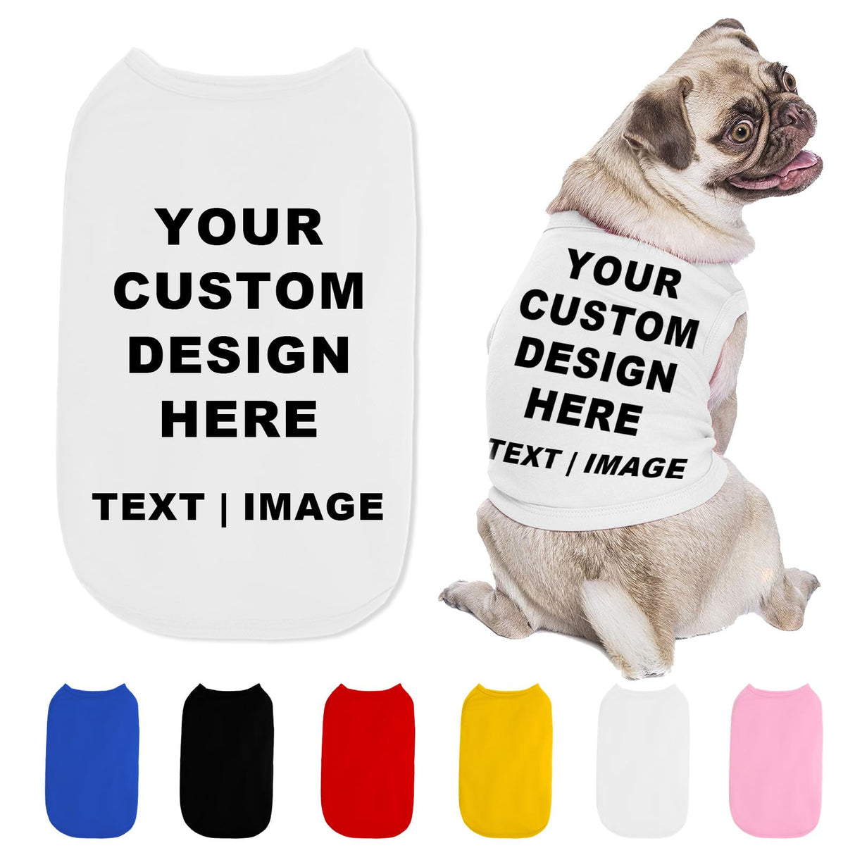 Personalized Dog Shirt Custom Dog T-Shirt with Text Logo Image Name Print Customized Breathable Summer Clothes for Small Medium Large Dogs (White)