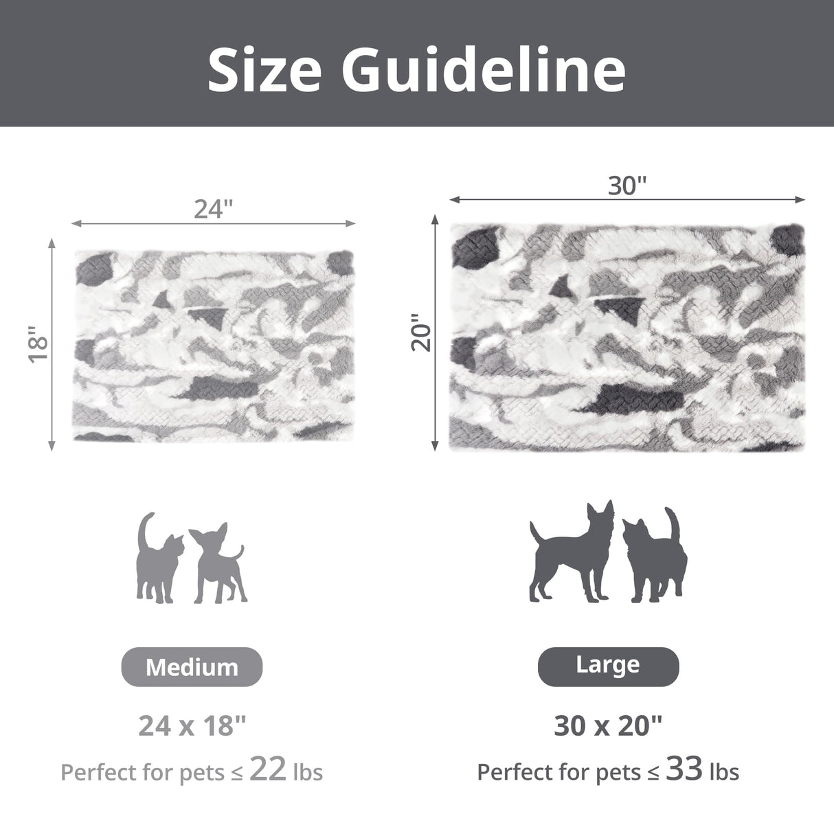 Petace Self Warming Cat Bed, 30" x 20" Ultra Soft Cat Dog Pet Heating Pad for Indoor Outdoor, Non-Slip Heated Dog Mat Thermal Blanket