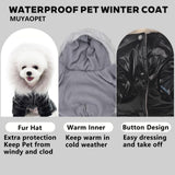 MUYAOPET Waterproof Pet Clothes for Dog Winter Warm Jacket Coat Dog Hooded Jumpsuit Snowsuit(XXL, Black)