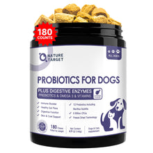 Load image into Gallery viewer, NATURE TARGET Probiotics for Dogs, 6 Billion CFUs, Freeze Dried Dog Probiotics with Prebiotics &amp; Enzymes for Diarrhea, Gas, Vitamins &amp; Omega 3 for Skin &amp; Immune Health, Allergy Itch Relief, 180 Count

