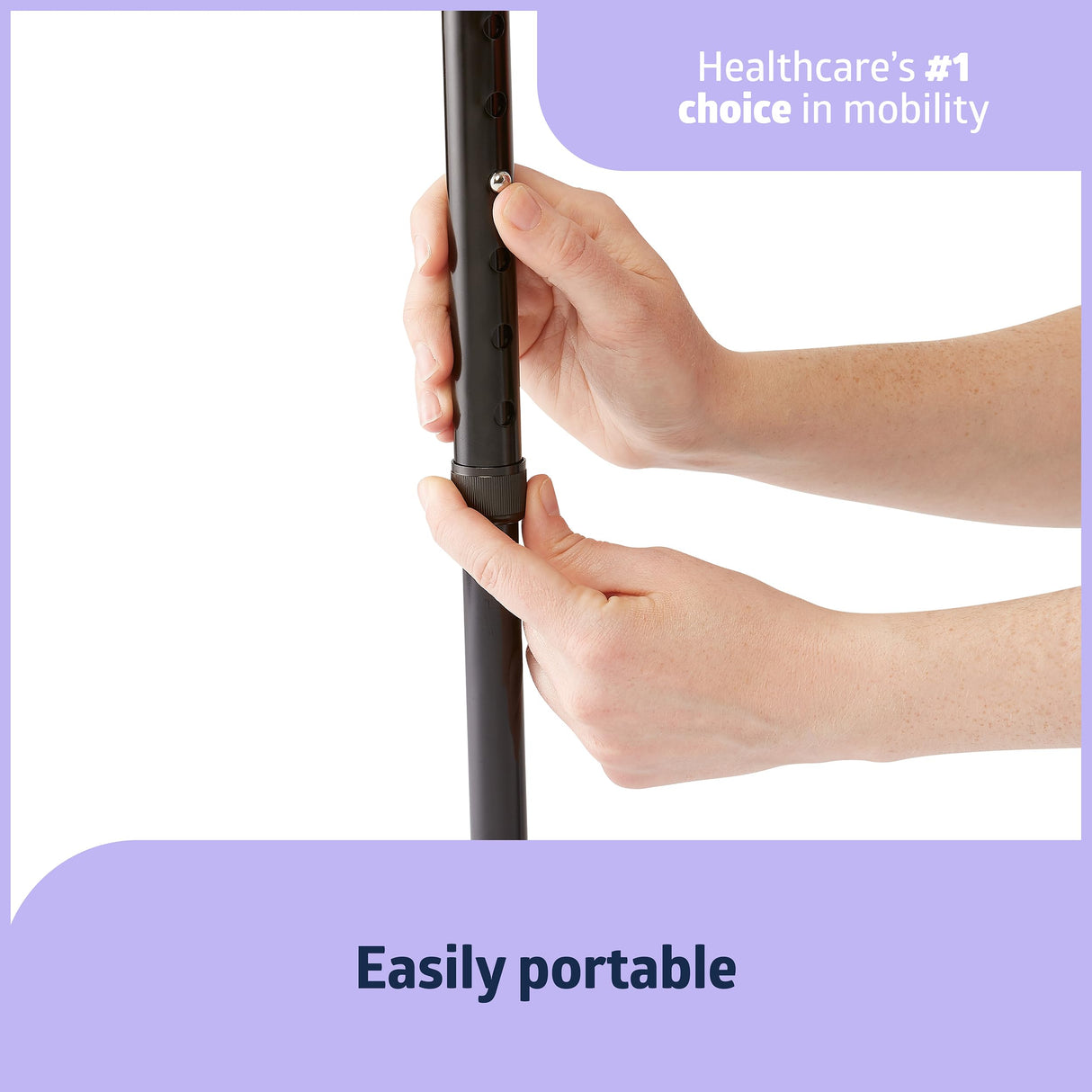 Medline Aluminum Offset Walking Cane for Seniors & Adults is Portable and Lightweight for Balance, Knee Injuries, Mobility & Leg Surgery Recovery, Black