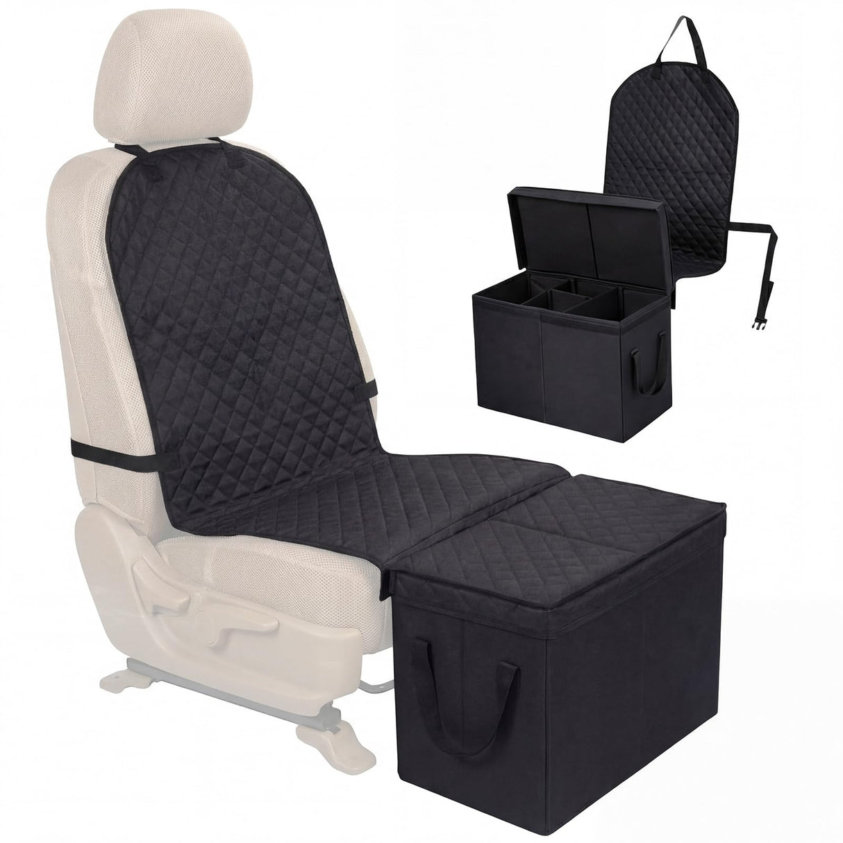 Datanly Back Seat Extender for Dogs, Dog Car Seat Cover with Storage Organizer, Waterproof Scratch Proof Cover for Cars Trucks and Suvs Front or Back (Large 29"x20"x22")