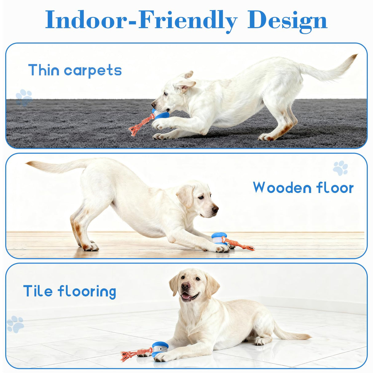 PJC Interactive Dog Toy – Automatic Electric Rolling Ball with Rope, Motion-Activated Play, Random Movement, Rechargeable, Ideal for Boredom Relief for All Dog Sizes