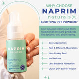 Naprim Naturals Soothing Pet Powder – Talc-Free Itch Relief for Dogs - Hot Spot Treatment, Dog Allergy Relief & Dry Shampoo for Dogs - Dog Paw Balm & Wound Care - First Aid for Sensitive Skin