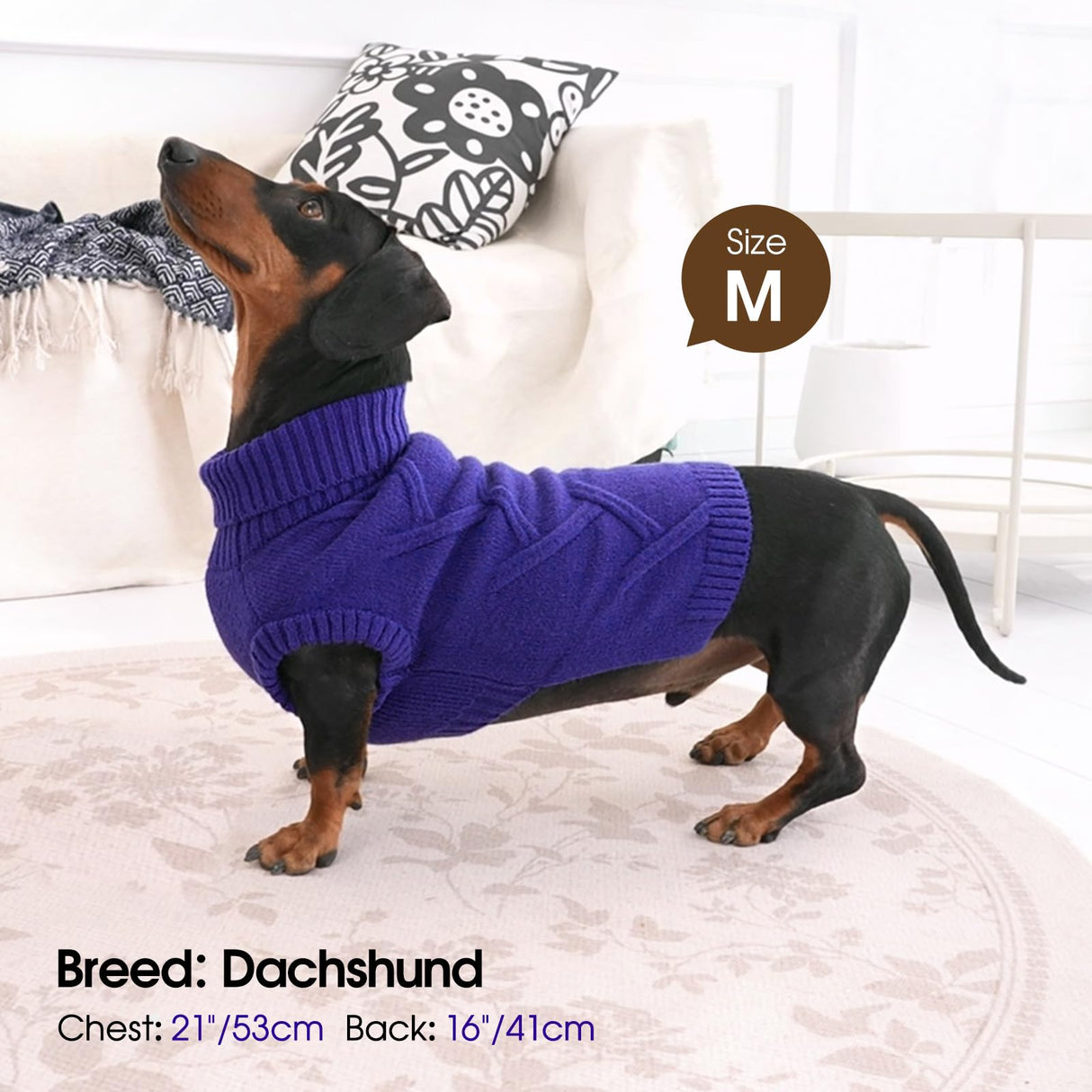 Queenmore Dog Sweaters for Medium Dogs Pit Bull Sweater for Dogs Boy Girl Winter Christmas Sleeveless Turtleneck Cable Knit Stretchy Sweatshirt Dog Sweaters Pet Clothes Xmas Outfits (Orchid, Medium)
