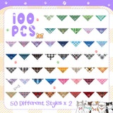 Sweetude 100 Pcs Plaid Dog Bandanas Bulk Paw Print Dog Scarf Bibs Puppy Pet Bandanas with Captions Adjustable Cat Outfit Washable Triangle Scarf Kerchief for Small to Medium
