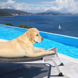 Veehoo Elevated Dog Bed for Outdoor, Cooling Waterproof Raised Dog Cots Beds for Large Dogs, Curved Off Ground Pet Hammock Cot Lifted for Outside, up to 85lbs, White Legs, Black Silver 42"
