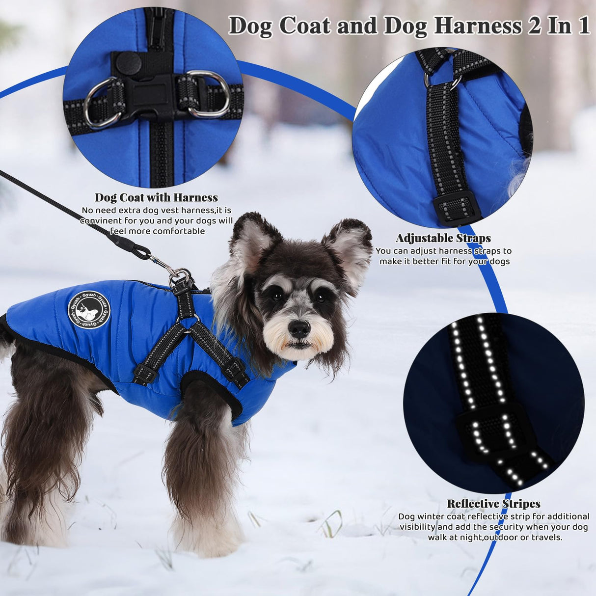 Gyuzh Dog Coat with Harness Puppy Coats Small Dog Harness Jacket Winter Waterproof Jackets for Smal Medium Large Dogs