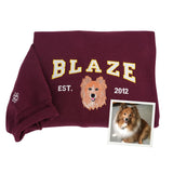 COUPLEHOODIES Personalized Dog Portrait Hoodie, Sweatshirt, or Shirt – Custom Pet Embroidered Gift from Photo – Dog Mom or Dad Birthday Gift (Maroon)