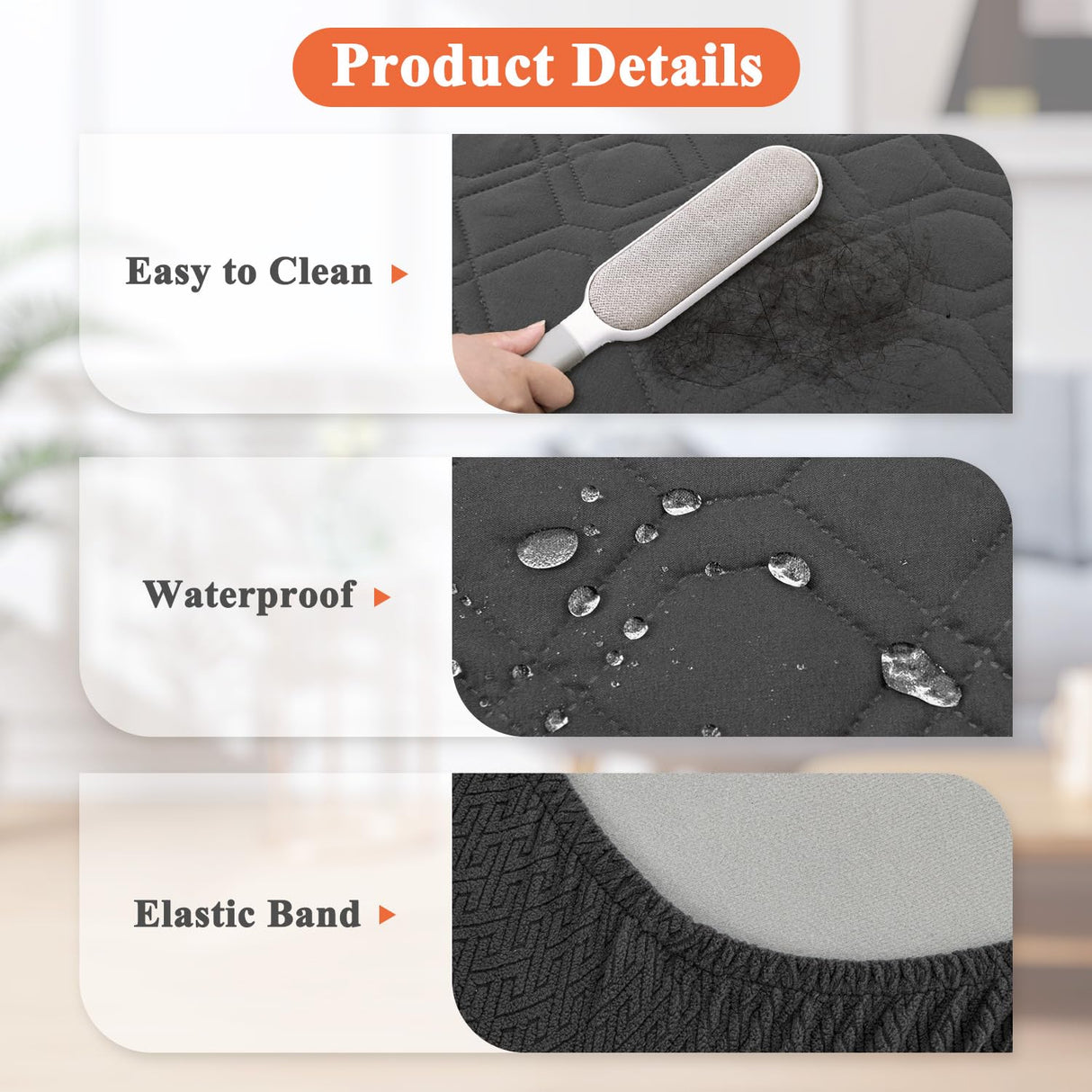 Dog Bed Covers Replacement Washable - Waterproof Dog Bed Covers Quilted, Water Absorbable Pet Puppy Bed Cover for Dog Cat, Cover Only 36Lx27Wx6H Inches Bluegrey