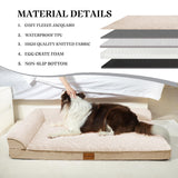 Jolifield Orthopedic Dog Bed Large Sized Dog 36''X24'', Waterproof L Bolster Egg Crate Foam Pet Crate Beds with Washable Removable Cover, Non-Slip Soft Pet Couch Sleep Mat, Ivory