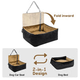 RUONARIER Dog Car Seat for Small Dogs,Medium Dog Car Bed with Detachable Washable Cover,Pet Puppy Booster Cars Seats with Safety Belt Up to 30 lbs(Black V)
