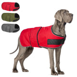 BEAUTYZOO Dog Winter Coat for Large Dogs Waterproof, Warm Reflective Great Dane Oxford Canvas Jacket, Fleece Dog Cold Weather Coats Windproof for Female Male Dogs, Red L