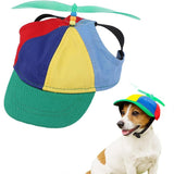 Funny Pet Baseball Hat with Propeller, Cute Adjustable Sun Protection Rainbow Helicopter Hat for Dog & Cat