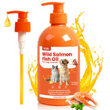 VUN Salmon Fish Oil for Dogs & Cats,Omega 3 Fish Oil Supplement for Itchy Dry Skin Coat,Allergy Relief,Joints&Paws,Brain,Eyes&Heart Treatment,Wild Liquid Fish Oil for Dogs by Pump with EPA DHA–16 oz