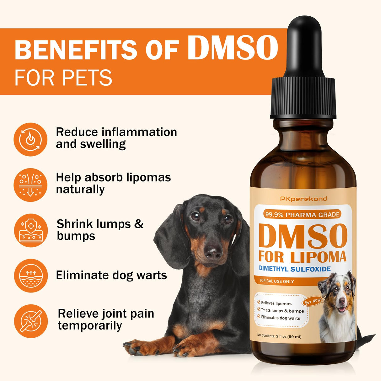 Topical DMSO for Dogs Lipoma, Guard Dog Away from Lumps and Bumps, Reduce Inflammation and Swelling, Soften Fatty Lumps & Lumps, Dog Pain Relief, Lipoma Treatment for Dogs, Help Buddy Regain Energy
