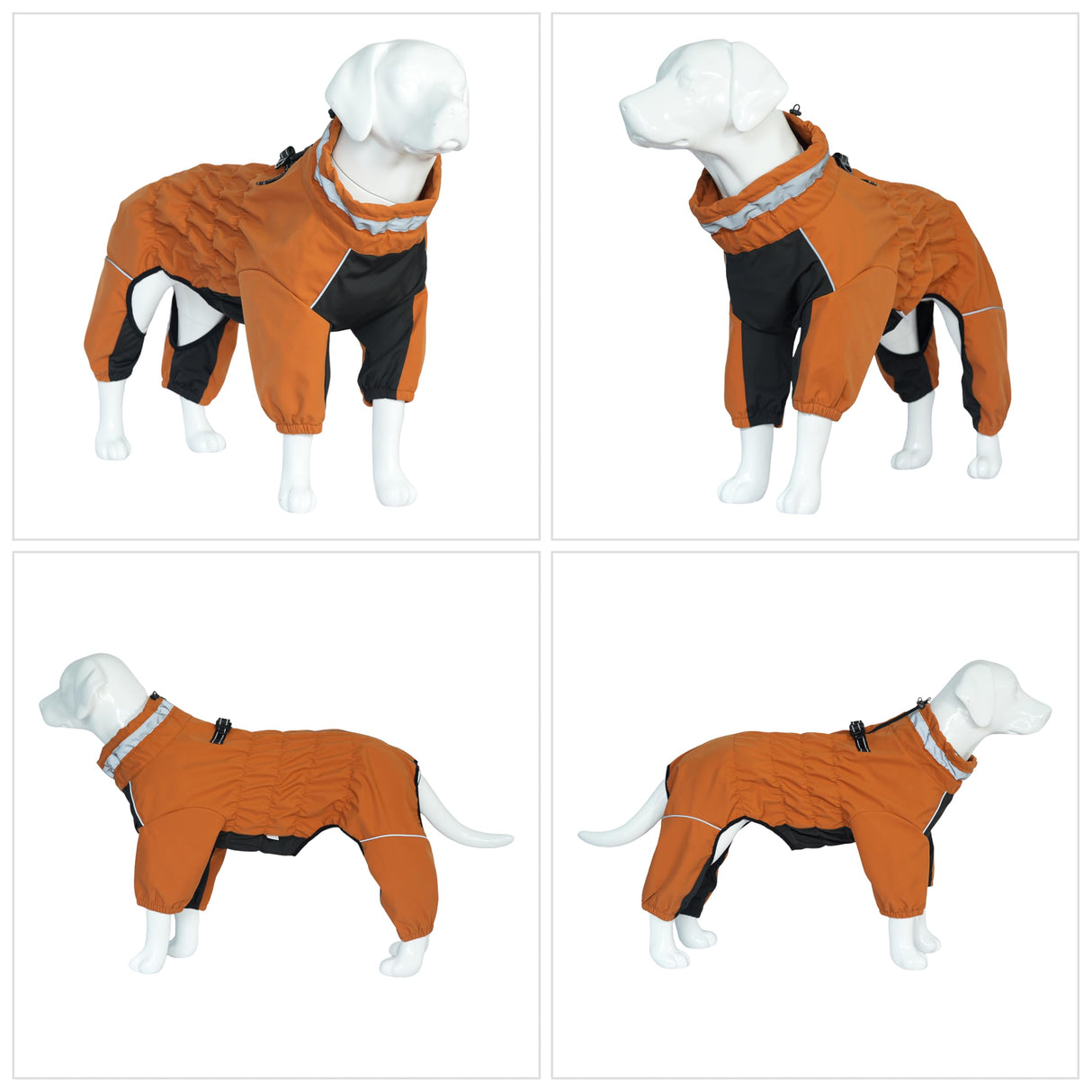 Winter Waterproof Dog Snowsuit – Full Body Outdoor Jacket with Leash Ring, Fleece Lining, Windproof Reflective 4-Leg Dog Coat for Small to Large Dogs Mustard Yellow L