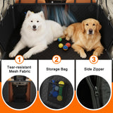 PAWYAGE Back Seat Extender for Dogs with Hard Bottom & Mesh Window, Waterproof Dog Car Seat Cover for Back Seat, Cat-Scratch Resistant Fabric, Extra Comfortable Dog Hammock for Car SUV and Trucks