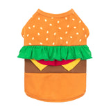 Fitwarm Halloween Dog Hamburger Costume, Funny Clothes for Small Dogs Boy Girl, Pet Fast Food Outfit, Orange, Small