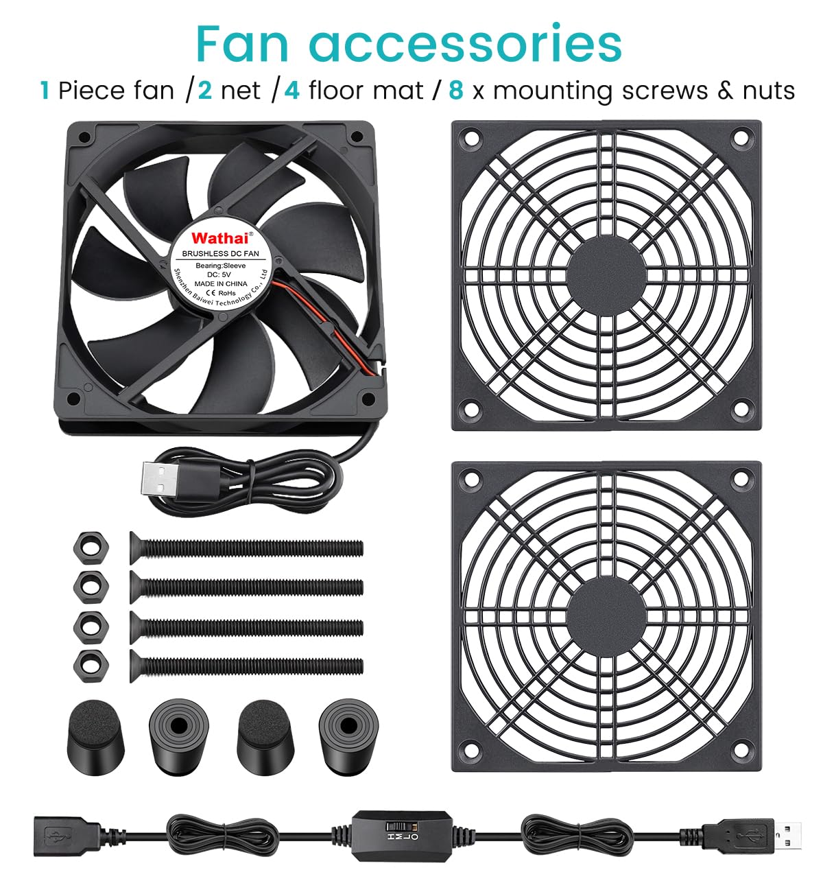Cooling Case Fan for Receiver Xbox TV Box Router 120mm x 25mm 5V USB