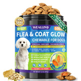 Flea and Tick Prevention for Dogs, Dog Flea Treatment with Skin & Coat Support 500 Crunchy & Krill Chews Dog Flea and Tick Treatment Chewable for Immunity & Energy for All Breeds & Ages Chicken Flavor