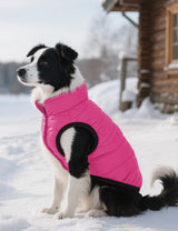 AURUZA Dog Winter Coat, Warm Waterproof Dogs Jacket Small Pet Vest for Medium Dogs Windproof Pet Fleece Vest Snow Jacket for Cold Weather(Hot Pink,3XL)