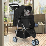 BestPet Pet Stroller Dog Cat Jogger Stroller for Medium Small Dogs Cats Folding Lightweight Travel Stroller with Cup Holder (Black, 3 Wheels)