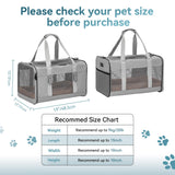 Petsfit Travel Pet Carrier for Large Cats (up to 20 lbs), Soft-Sided Dog Car Travel Carrier with Patented Buckle and Soft Padding, Ideal for Car Road Trips,19X12X12 Inch,Grey