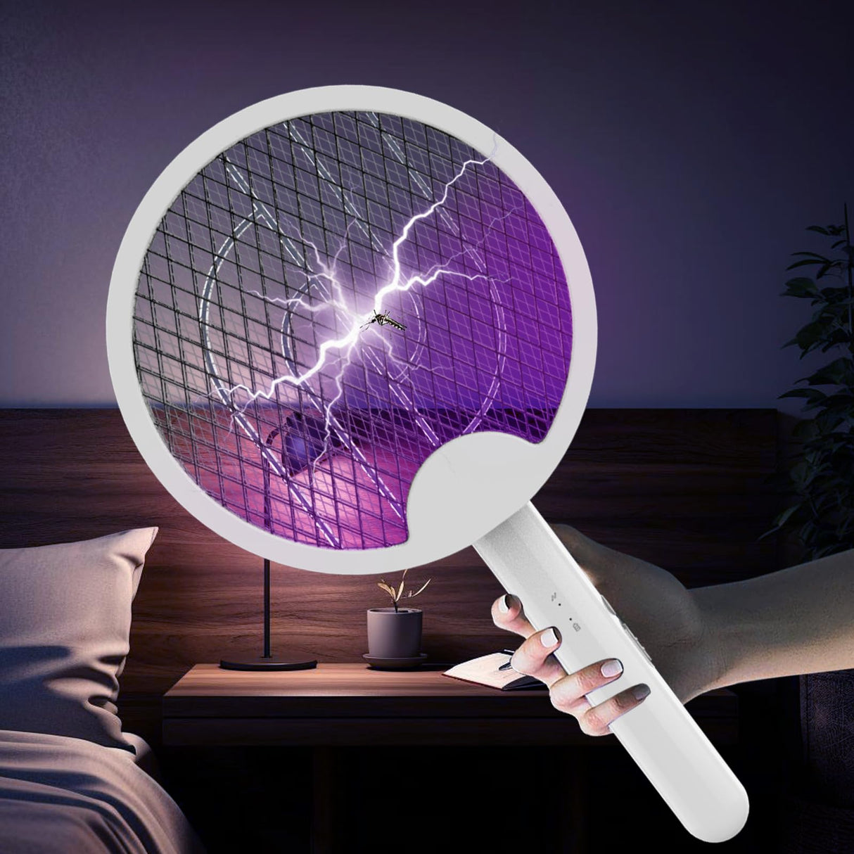 iHave Electric Fly Swatter, 2-in-1 Bug Zapper for Home Indoor and Outdoor Use, Rechargeable Dual Modes Mosquito Zapper, Say Goodbye to Bugs in Your Bedroom, Kitchen, Backyard, Patio and Camping