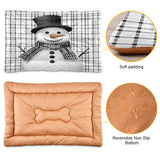 Coikll Snowman with A Black and White Plaid Pet Bed Pad Soft Dog Bed Mat with Anti-Slip Bottom, Machine Washable Crate Pad Mattress for Dog Sleeping- 24 * 18 inches