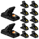 Mouse Trap, Small Mice Trap Indoor Quick Effective Sanitary Safe Mouse Catcher for Family and Pet - 12 Pack Black, M01-12Pack