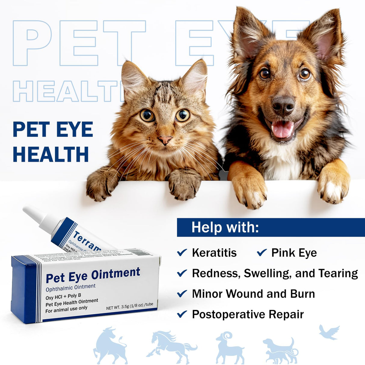 PKperekond Pet Eye Cream for Cats, Dogs, Cattle, Horses, Sheep, Birds and Kitten, Puppies, 1/8 oz (3.5 g) - 1 Tube