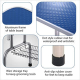 TRODEP 46" Dog Grooming Table Foldable Pet Grooming Tables with Adjustable Arm Noose Storage Mesh Tray Maximum Capacity Up to 330lbs Blue