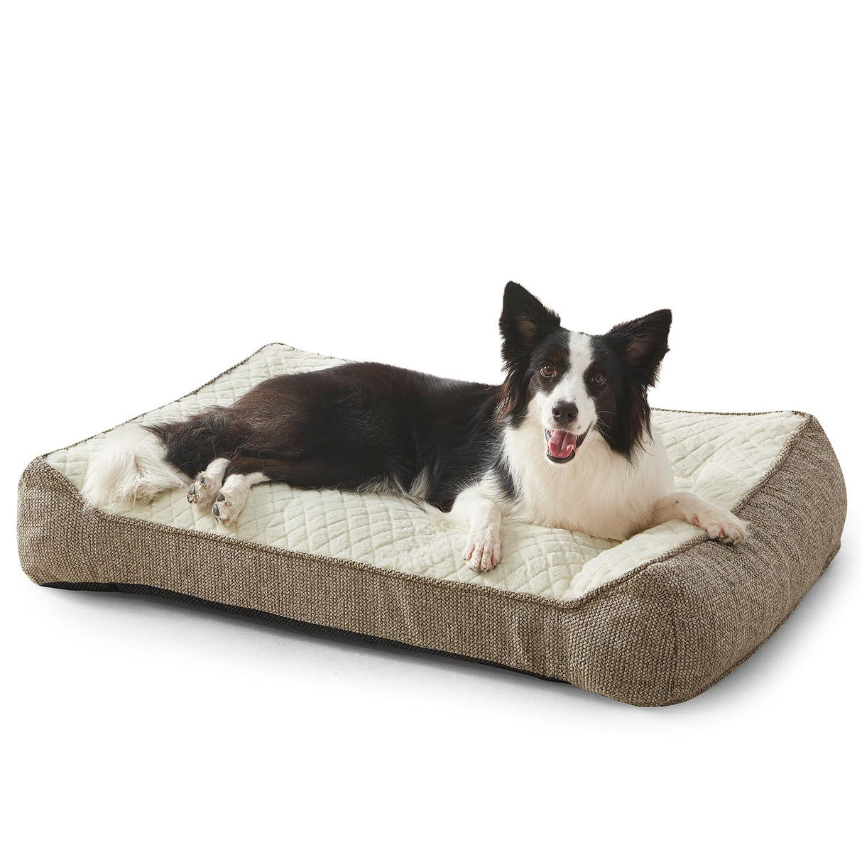 JOEJOY XL Orthopedic Dog Beds Large Sized Dog, Extra Thick Supportive Big Dogs Couch Bed with Sides, Ultra Soft Pet Bed Sofa for Large Dogs, Beige, 38''x28''