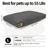 Sytopia 36 Inch Canvas Outdoor Dog Bed for Large Dogs, Waterproof Washable Removable Cover, Indoor Patio Pet Pad for Crate, Dark Grey