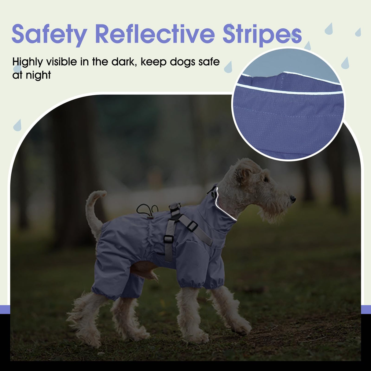 BRKURLEG Dog Raincoat for Small Dogs, Small Dog Rain Jacket with Harness Built in, Waterproof 4 Legs Puppy Raincoats, Puppy Outdoor Jacket with Reflective Strip, Purple, XXL