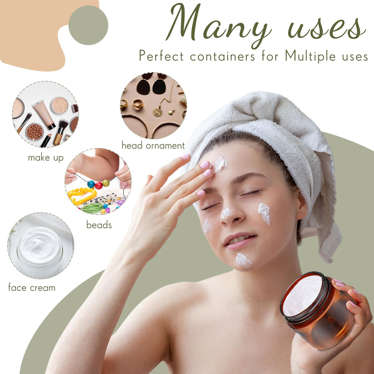 4 Pieces Round Wide-mouth Leak Proof Plastic Container Jars with Lids for Travel Storage Makeup Beauty Products Face Creams Oils Salves Ointments DIY Making(2 Ounce,Amber)
