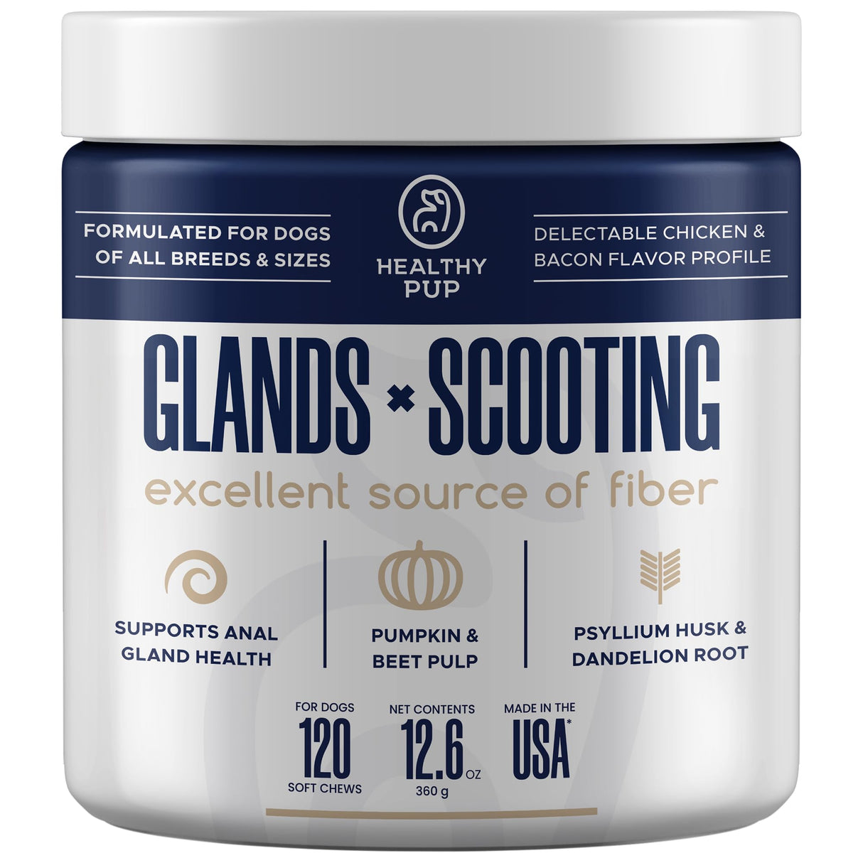 Glands Bowel Support - 120 Delicious Scoot Soft Chews for Scooting, Healthy Anal Glands, and Digestive Health - Made with Pumpkin Powder for Dogs