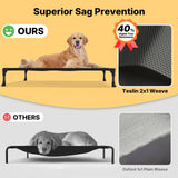 Veehoo Outdoor Elevated Dog Bed Large Sized Dogs, XL Cooling Raised Dog Cots Beds Training Platform Off Ground Hammock with Breathable Mesh, No-Slip Feet, 49"x33", Beige Coffee