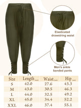 Jiuguva 4 Pcs Halloween Men's Renaissance Costume Set Medieval Pirate Shirt Ankle Banded Pants Viking Belt Accessories (Stylish Color,X-Large)