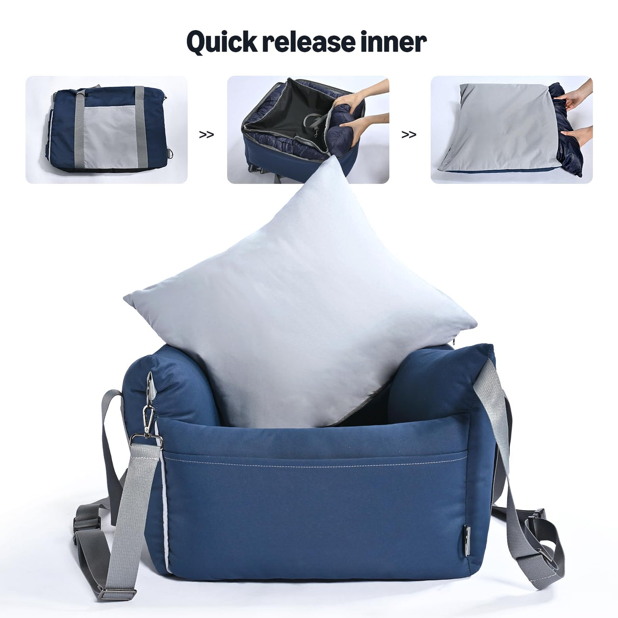 Amazon Basics Dog Car Seat, Pet Booster Car Seat for Small Medium Dogs, Outdoor Carrier Bed for Travel with Leash & Washable Cover
